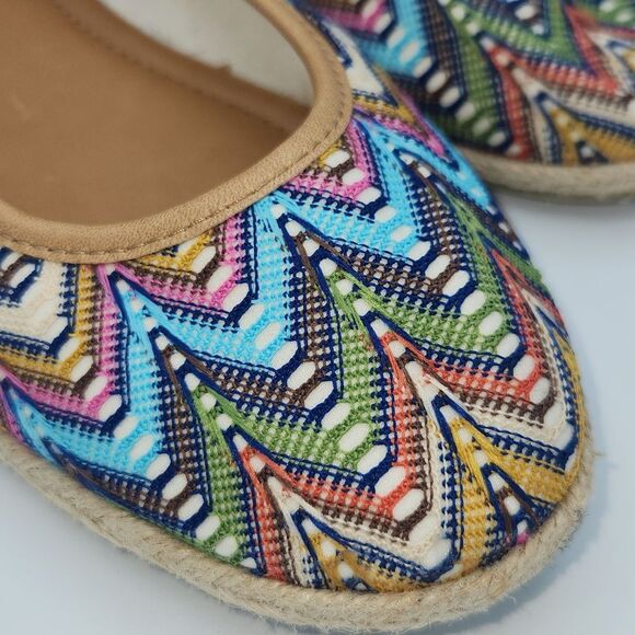 Nine West Womens Multicolor Chevron Pattern Espadrille Slip On  ballet Flat - Picture 7 of 9